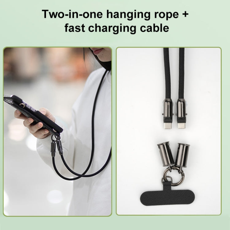 Type-C to Type-C Braid Data Cable Phone Anti-lost Crossbody Lanyard, Length: 1.2m(Khaki) by buy2fix