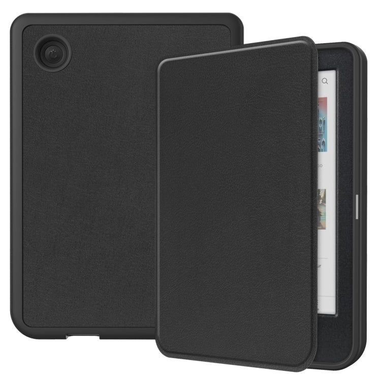 For KOBO Clara Colour 2024 / BW Solid Color Voltage Caster TPU Leather Smart Tablet Case(Black) - Others by buy2fix | Online Shopping UK | buy2fix