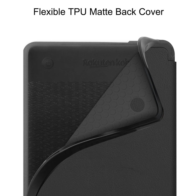 For KOBO Clara Colour 2024 / BW Solid Color Voltage Caster TPU Leather Smart Tablet Case(Black) - Others by buy2fix | Online Shopping UK | buy2fix