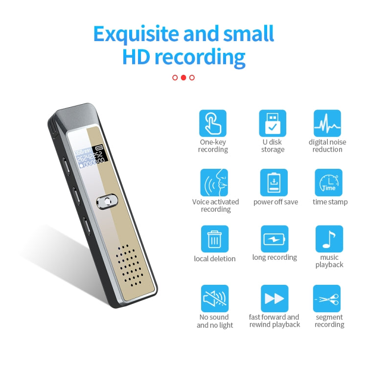 JNN Q7 Mini Portable Voice Recorder with OLED Screen, Memory:4GB(Grey+Gold) - Recording Pen by JNN | Online Shopping UK | buy2fix