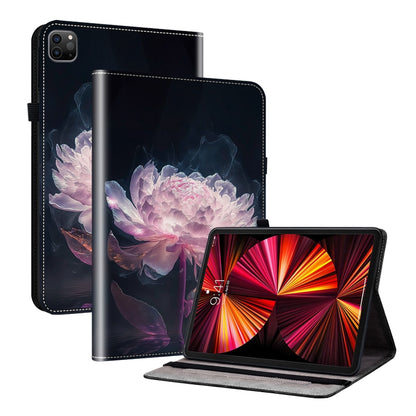 For iPad Pro 12.9 2022 / 2021 / 2020 Crystal Texture Painted Leather Smart Tablet Case(Purple Peony) - iPad Pro 12.9 (2022/2021) Cases by buy2fix | Online Shopping UK | buy2fix