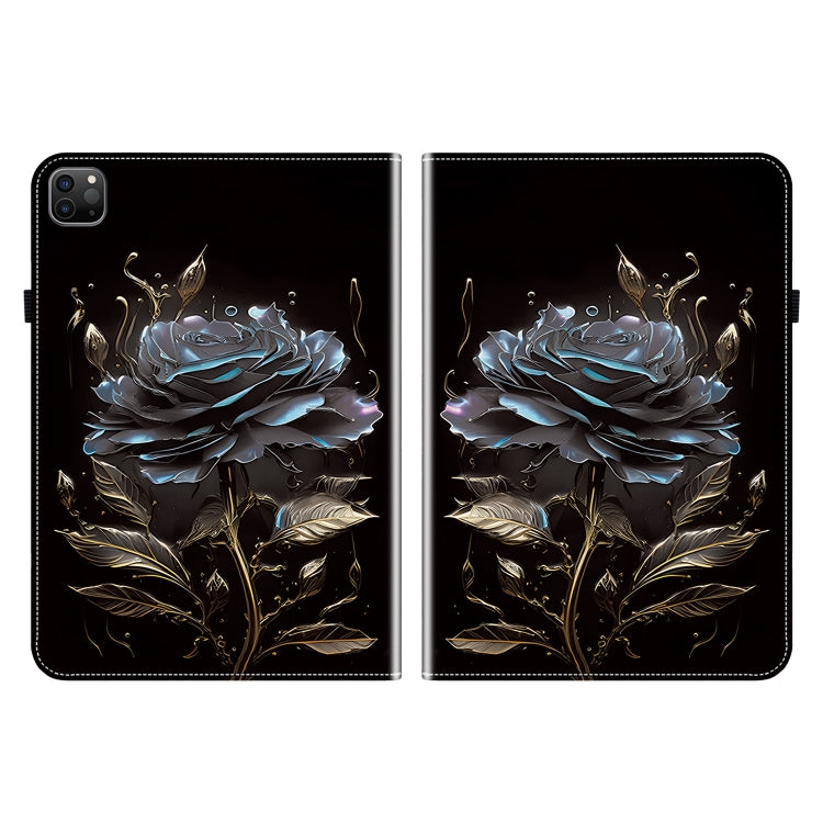 For iPad Pro 12.9 2022 / 2021 / 2020 Crystal Texture Painted Leather Smart Tablet Case(Black Rose) - iPad Pro 12.9 (2022/2021) Cases by buy2fix | Online Shopping UK | buy2fix
