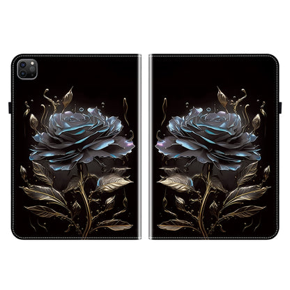 For iPad Pro 12.9 2022 / 2021 / 2020 Crystal Texture Painted Leather Smart Tablet Case(Black Rose) - iPad Pro 12.9 (2022/2021) Cases by buy2fix | Online Shopping UK | buy2fix