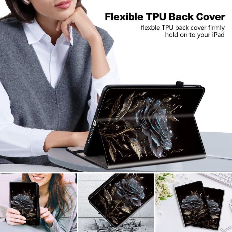 For iPad Pro 12.9 2022 / 2021 / 2020 Crystal Texture Painted Leather Smart Tablet Case(Black Rose) - iPad Pro 12.9 (2022/2021) Cases by buy2fix | Online Shopping UK | buy2fix