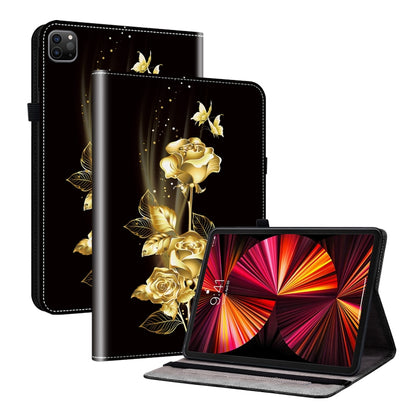 For iPad Pro 11 2022 / Air 10.9 2022 Crystal Texture Painted Leather Smart Tablet Case(Gold Butterfly Rose) - iPad Pro 11 (2022/2021) Cases by buy2fix | Online Shopping UK | buy2fix