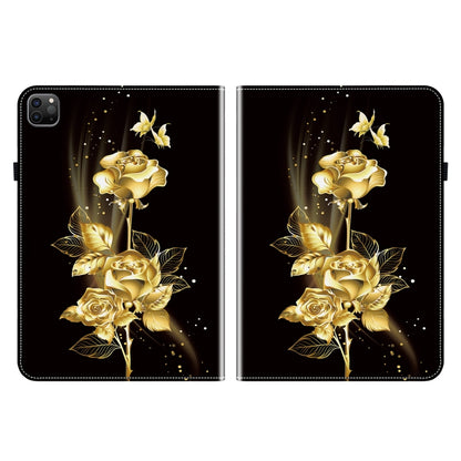 For iPad Pro 11 2022 / Air 10.9 2022 Crystal Texture Painted Leather Smart Tablet Case(Gold Butterfly Rose) - iPad Pro 11 (2022/2021) Cases by buy2fix | Online Shopping UK | buy2fix