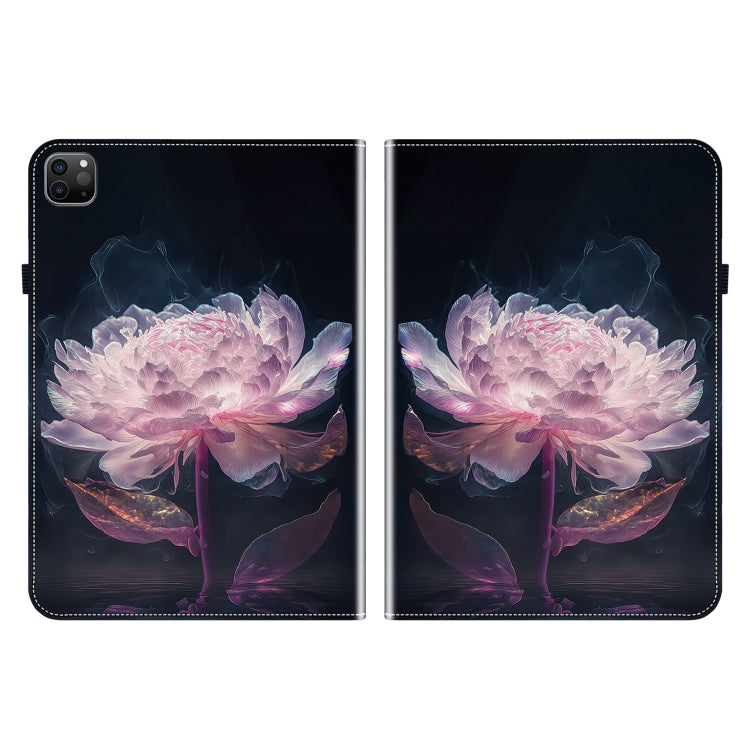 For iPad Pro 11 2022 / Air 10.9 2022 Crystal Texture Painted Leather Smart Tablet Case(Purple Peony) - iPad Pro 11 (2022/2021) Cases by buy2fix | Online Shopping UK | buy2fix