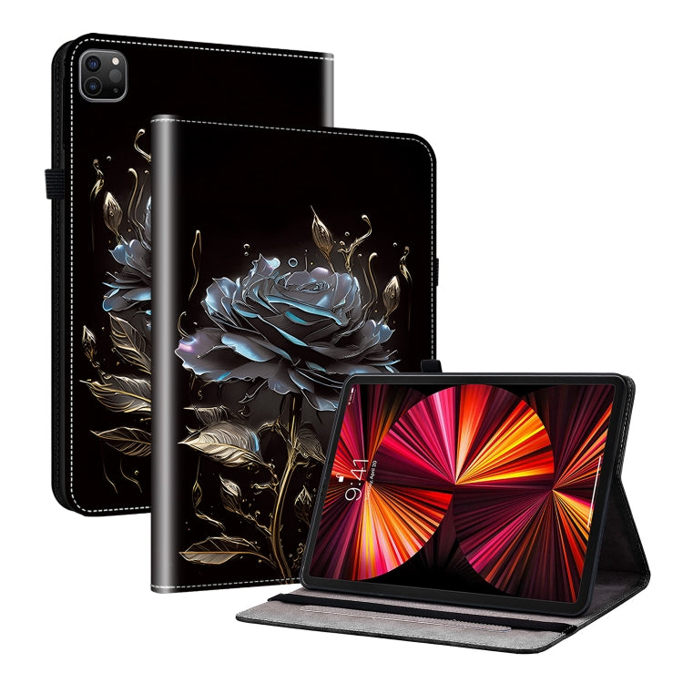 For iPad Pro 11 2022 / Air 10.9 2022 Crystal Texture Painted Leather Smart Tablet Case(Black Rose) - iPad Pro 11 (2022/2021) Cases by buy2fix | Online Shopping UK | buy2fix