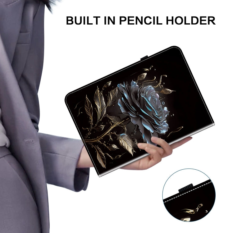 For iPad Pro 11 2022 / Air 10.9 2022 Crystal Texture Painted Leather Smart Tablet Case(Black Rose) - iPad Pro 11 (2022/2021) Cases by buy2fix | Online Shopping UK | buy2fix