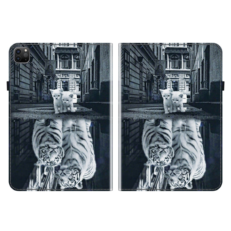 For iPad Pro 11 2022 / Air 10.9 2022 Crystal Texture Painted Leather Smart Tablet Case(Cat Reflection Tiger) - iPad Pro 11 (2022/2021) Cases by buy2fix | Online Shopping UK | buy2fix