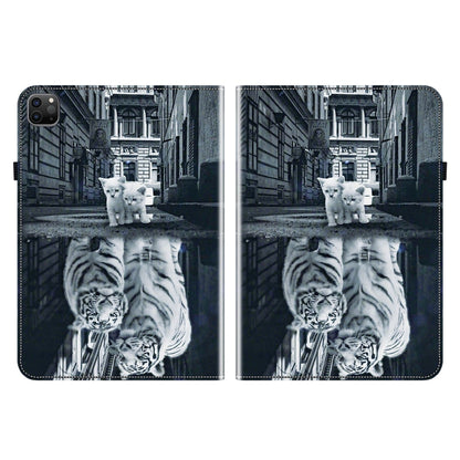 For iPad Pro 11 2022 / Air 10.9 2022 Crystal Texture Painted Leather Smart Tablet Case(Cat Reflection Tiger) - iPad Pro 11 (2022/2021) Cases by buy2fix | Online Shopping UK | buy2fix