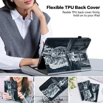 For iPad Pro 11 2022 / Air 10.9 2022 Crystal Texture Painted Leather Smart Tablet Case(Cat Reflection Tiger) - iPad Pro 11 (2022/2021) Cases by buy2fix | Online Shopping UK | buy2fix