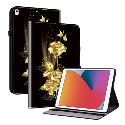 For iPad 10.2 2021 / Air 10.5 Crystal Texture Painted Leather Smart Tablet Case(Gold Butterfly Rose) - iPad 10.2 Cases by buy2fix | Online Shopping UK | buy2fix