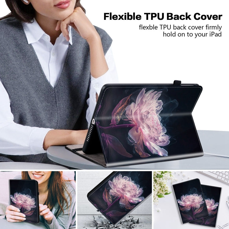 For iPad 10.2 2021 / Air 10.5 Crystal Texture Painted Leather Smart Tablet Case(Purple Peony) - iPad 10.2 Cases by buy2fix | Online Shopping UK | buy2fix