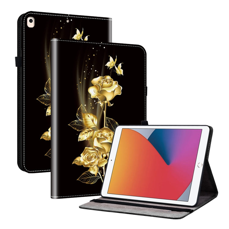 For iPad Air / Air 2 / 9.7 2017 / 2018 Crystal Texture Painted Leather Smart Tablet Case(Gold Butterfly Rose) - iPad 9.7 (2018) & (2017) Cases by buy2fix | Online Shopping UK | buy2fix