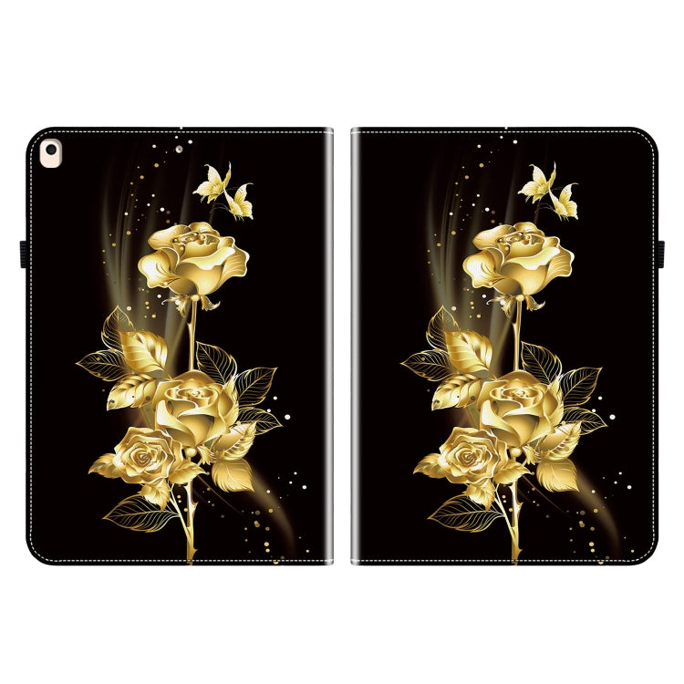 For iPad Air / Air 2 / 9.7 2017 / 2018 Crystal Texture Painted Leather Smart Tablet Case(Gold Butterfly Rose) - iPad 9.7 (2018) & (2017) Cases by buy2fix | Online Shopping UK | buy2fix