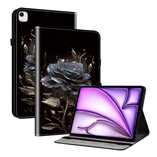 For iPad Air 11 2024 Crystal Texture Painted Leather Smart Tablet Case(Black Rose) - iPad Air 11 2024 Cases by buy2fix | Online Shopping UK | buy2fix