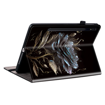 For Samsung Galaxy Tab S7 FE / S8+ / S7+ Crystal Texture Painted Leather Tablet Case(Black Rose) by buy2fix