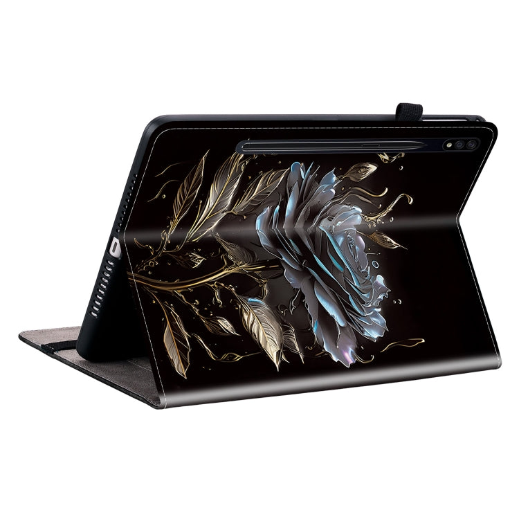 For Samsung Galaxy Tab S7 / S8 Crystal Texture Painted Leather Tablet Case(Black Rose) by buy2fix