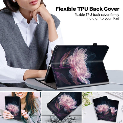 For Samsung Galaxy Tab S9 / S9 FE Crystal Texture Painted Leather Tablet Case(Purple Peony) - Galaxy Tab S9 Cases by buy2fix | Online Shopping UK | buy2fix