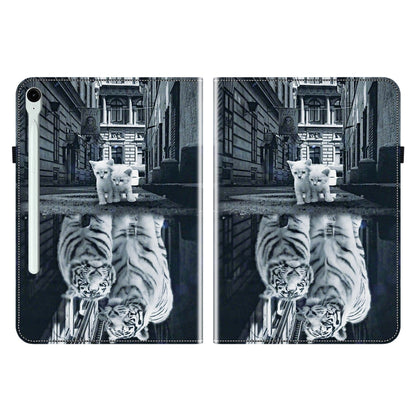 For Samsung Galaxy Tab S9 / S9 FE Crystal Texture Painted Leather Tablet Case(Cat Reflection Tiger) - Galaxy Tab S9 Cases by buy2fix | Online Shopping UK | buy2fix