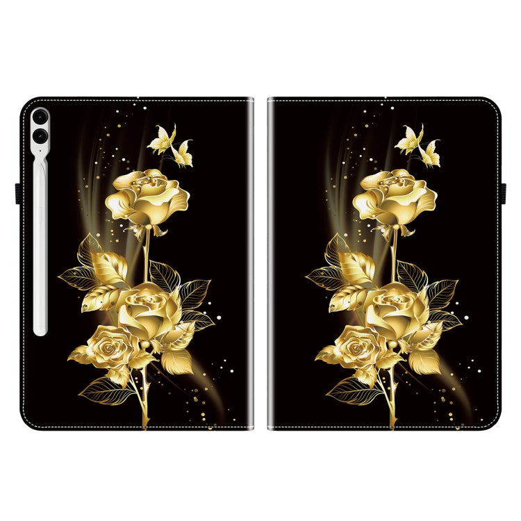 For Samsung Galaxy Tab S9+ / S9 FE+ Crystal Texture Painted Leather Tablet Case(Gold Butterfly Rose) - Galaxy Tab S9+ Cases by buy2fix | Online Shopping UK | buy2fix