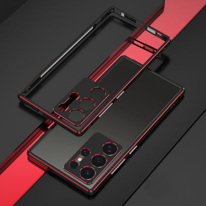 For Samsung Galaxy S24 Ultra 5G Aurora Series Lens Protector + Metal Frame Phone Case(Black Red) - Galaxy S24 Ultra 5G Cases by buy2fix | Online Shopping UK | buy2fix