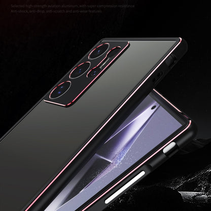 For Samsung Galaxy S24 Ultra 5G Aurora Series Lens Protector + Metal Frame Phone Case(Black Silver) - Galaxy S24 Ultra 5G Cases by buy2fix | Online Shopping UK | buy2fix