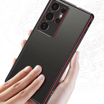 For Samsung Galaxy S24 Ultra 5G Aurora Series Lens Protector + Metal Frame Phone Case(Black Blue) - Galaxy S24 Ultra 5G Cases by buy2fix | Online Shopping UK | buy2fix