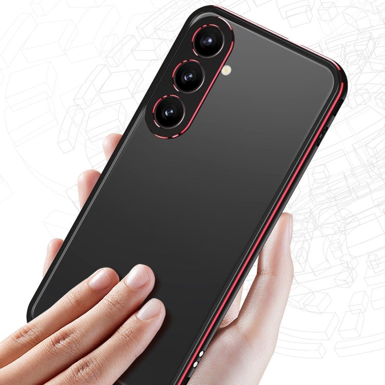 For Samsung Galaxy S24+ 5G Aurora Series Lens Protector + Metal Frame Phone Case(Black Red) - Galaxy S24+ 5G Cases by buy2fix | Online Shopping UK | buy2fix