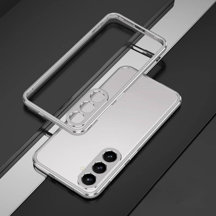 For Samsung Galaxy S24+ 5G Aurora Series Lens Protector + Metal Frame Phone Case(Silver) - Galaxy S24+ 5G Cases by buy2fix | Online Shopping UK | buy2fix