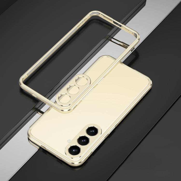For Samsung Galaxy S24+ 5G Aurora Series Lens Protector + Metal Frame Phone Case(Gold Silver) - Galaxy S24+ 5G Cases by buy2fix | Online Shopping UK | buy2fix
