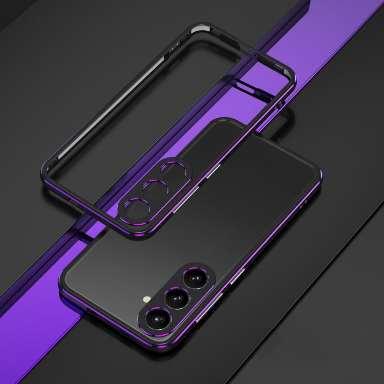 For Samsung Galaxy S24+ 5G Aurora Series Lens Protector + Metal Frame Phone Case(Black Purple) - Galaxy S24+ 5G Cases by buy2fix | Online Shopping UK | buy2fix