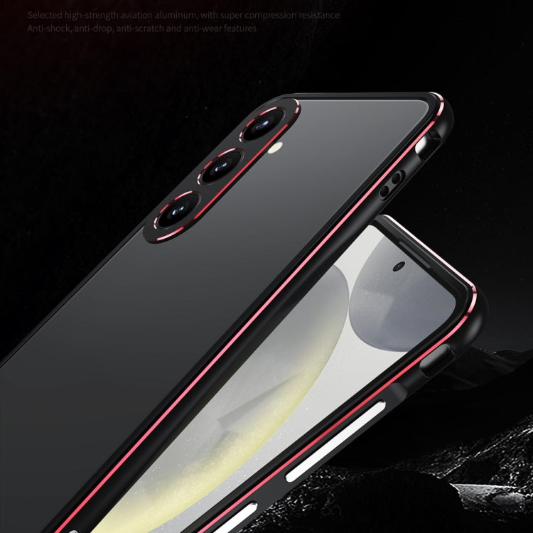 For Samsung Galaxy S24+ 5G Aurora Series Lens Protector + Metal Frame Phone Case(Black Purple) - Galaxy S24+ 5G Cases by buy2fix | Online Shopping UK | buy2fix