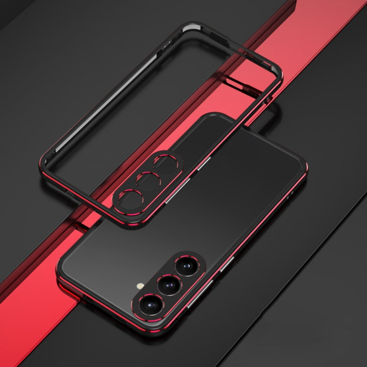 For Samsung Galaxy S24 5G Aurora Series Lens Protector + Metal Frame Phone Case(Black Red) - Galaxy S24 5G Cases by buy2fix | Online Shopping UK | buy2fix