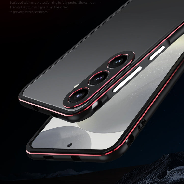 For Samsung Galaxy S24 5G Aurora Series Lens Protector + Metal Frame Phone Case(Black Red) - Galaxy S24 5G Cases by buy2fix | Online Shopping UK | buy2fix