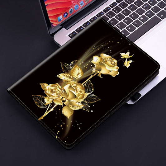 For Huawei MatePad SE 11 2024 Crystal Texture Painted Leather Smart Tablet Case(Gold Butterfly Rose) by buy2fix