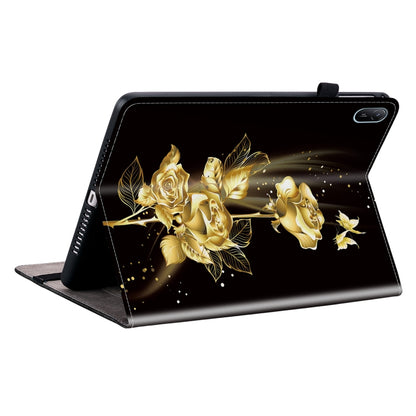 For Huawei MatePad SE 11 2024 Crystal Texture Painted Leather Smart Tablet Case(Gold Butterfly Rose) - Huawei by buy2fix | Online Shopping UK | buy2fix