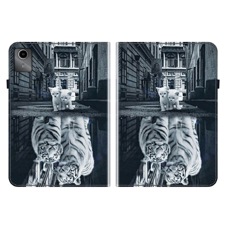 For Lenovo Tab M11/ Xiaoxin Pad 11 2024 Crystal Texture Painted Leather Tablet Case(Cat Reflection Tiger) - Lenovo by buy2fix | Online Shopping UK | buy2fix