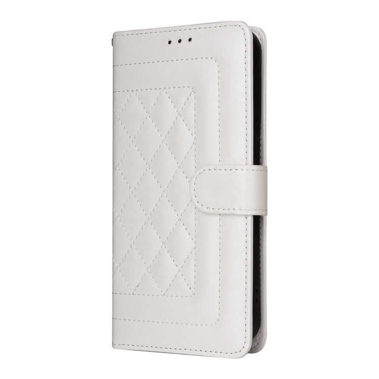 For iPhone 16 Diamond Lattice Leather Flip Phone Case(White) - iPhone 16 Cases by buy2fix | Online Shopping UK | buy2fix