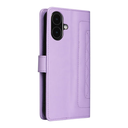 For iPhone 16 Diamond Lattice Leather Flip Phone Case(Light Purple) - iPhone 16 Cases by buy2fix | Online Shopping UK | buy2fix