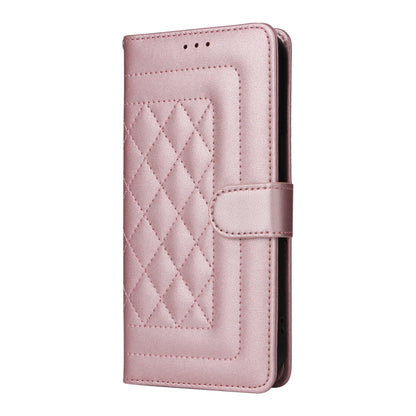For iPhone 16 Diamond Lattice Leather Flip Phone Case(Rose Gold) by buy2fix