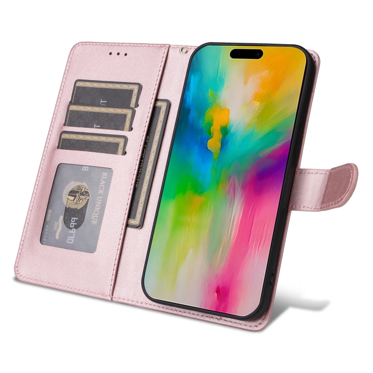 For iPhone 16 Diamond Lattice Leather Flip Phone Case(Rose Gold) by buy2fix