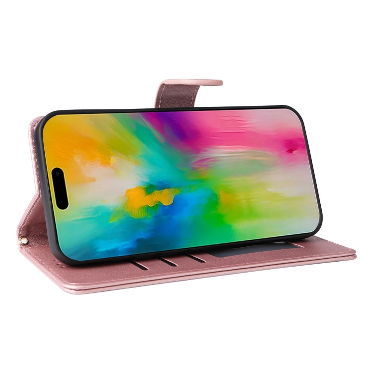 For iPhone 16 Diamond Lattice Leather Flip Phone Case(Rose Gold) by buy2fix