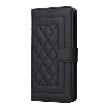 For iPhone 16 Diamond Lattice Leather Flip Phone Case(Black) by buy2fix