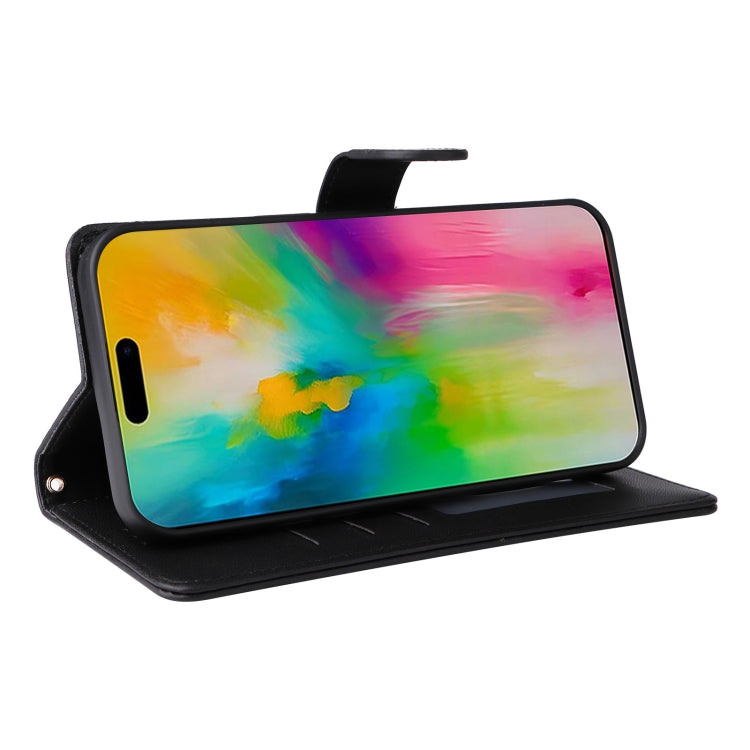 For iPhone 16 Diamond Lattice Leather Flip Phone Case(Black) by buy2fix