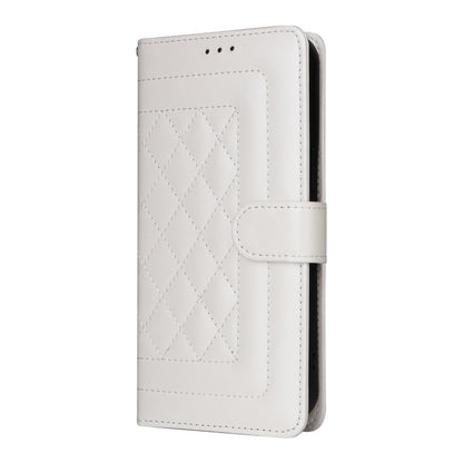 For iPhone 16 Plus Diamond Lattice Leather Flip Phone Case(White) by buy2fix