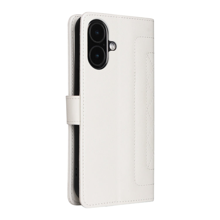 For iPhone 16 Plus Diamond Lattice Leather Flip Phone Case(White) by buy2fix