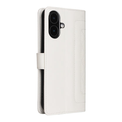For iPhone 16 Plus Diamond Lattice Leather Flip Phone Case(White) by buy2fix