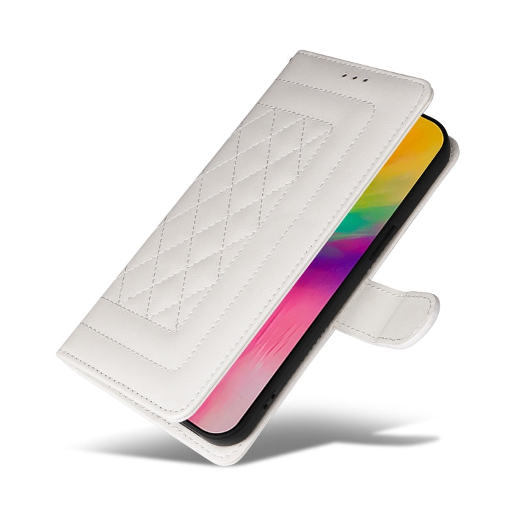 For iPhone 16 Plus Diamond Lattice Leather Flip Phone Case(White) by buy2fix